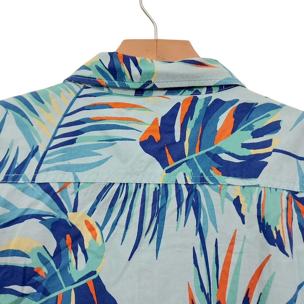 Quiksilver Hawaiian Shirt Mens Medium Blue Regular Fit Vacation Travel Beach - Picture 7 of 11